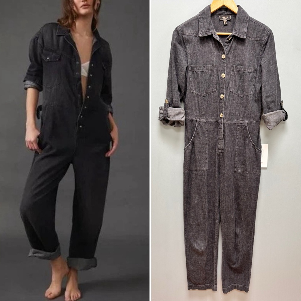 Lipsy Painter’s Coverall Jumpsuit in Dark Grey / Black S
